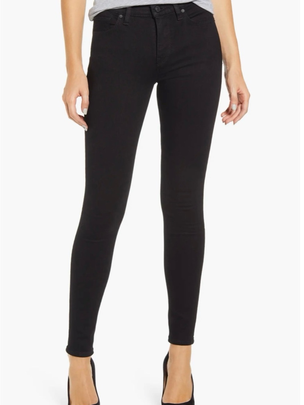 Hudson Nico Mid-rise Super Skinny Jean Black - Sleek Stretch Fit 26